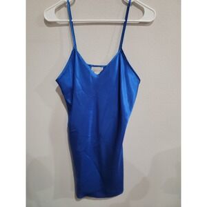 Alexandra Nicole Sz M Blue Slip Dress Night Gown Chemise Made In USA Vintage